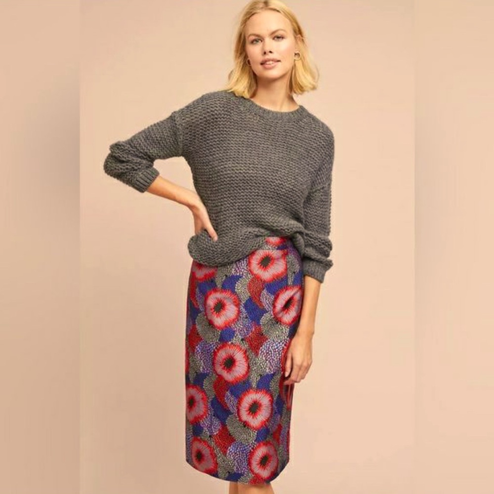 Isla Maude Monello Jacquard Pencil Skirt Women Size S Small Anthropologie
